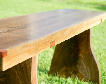 Modern Black Walnut Slab Bench.