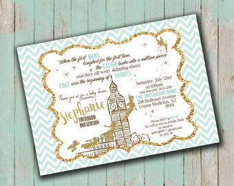 Peter Pan inspired Baby Shower Invitation- 25 printed