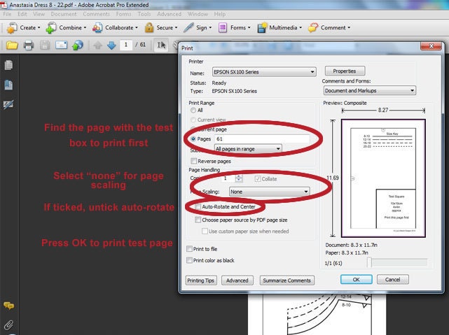 Adobe Acrobat Reader print settings