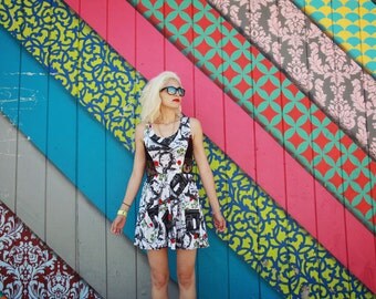 HUGE Anniversary SALE Limited Edition New York Couture Vintage LOVE Print Festival Skater Dress