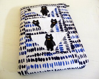 Patchwork Bears Kindle Paperwhite Case, Kindle Touch Sleeve, Foam Padded, Flying Geese, Zippered Closure