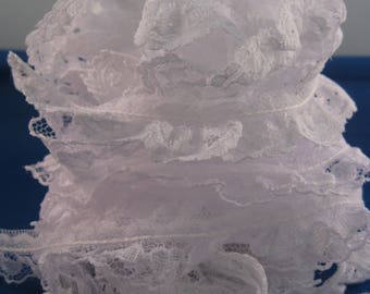 Gathered Lace, 3 Pieces, All White - Totaling 6 1/4 Yards by 3/4 Inch Wide