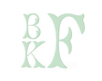 6" inch Fishtail Embroidery Font Fairfax Open Monogram Stacked Embroidery Font Small 4x4 Hoop BX instant download PES