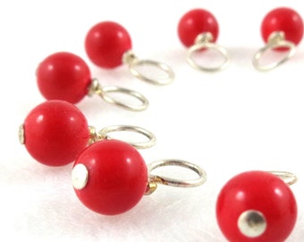 Poppy Droplet Stitch Markers Knitting or Crochet (Choose Your Size - Set of 10)