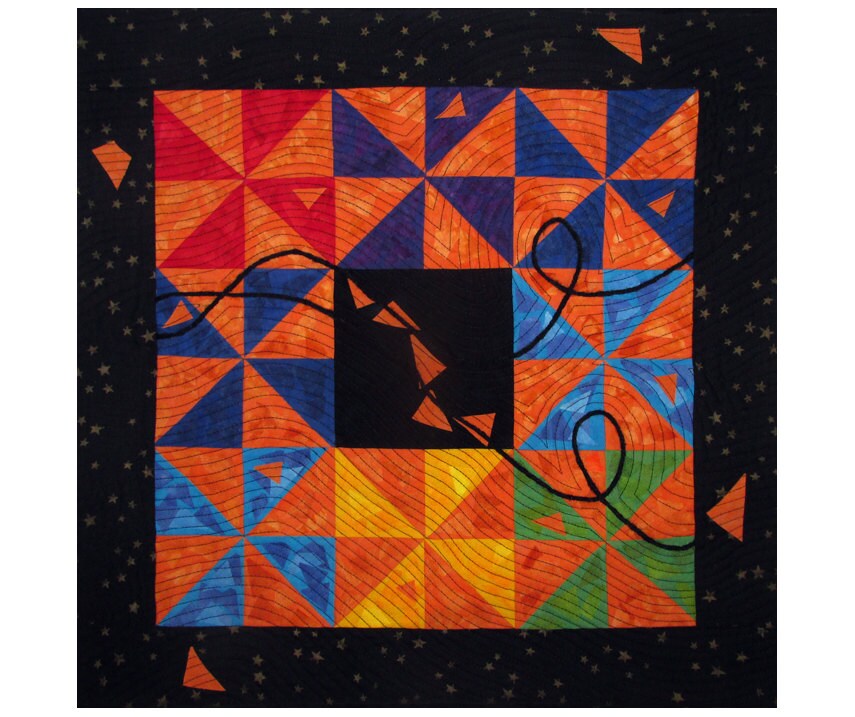 Colorful Abstract Art Quilt Fabric Wall Hanging Fiber Art