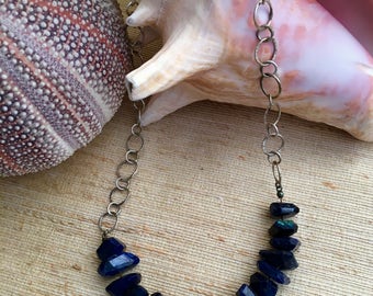 Flash of Blue Labradorite and Sterling Necklace