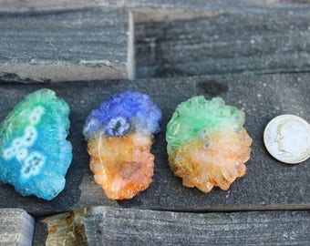 Solar Quartz Cabochon Blue Green Orange Purple