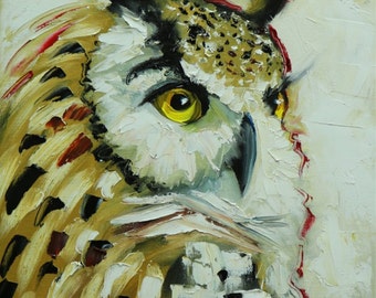 Owl painting 131 12x16 inch original oil painting by Roz