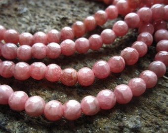 Rhodochrosite Beads 5mm rounds semiprecious gemstones 10 beads
