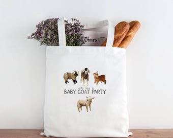 Goat Tote Bag / Canvas Tote Bag / Gifts for Her / Farmhouse Gifts / Gifts for Farmers / Homestead Gifts / Goats Market Bag / Baby Goat Party