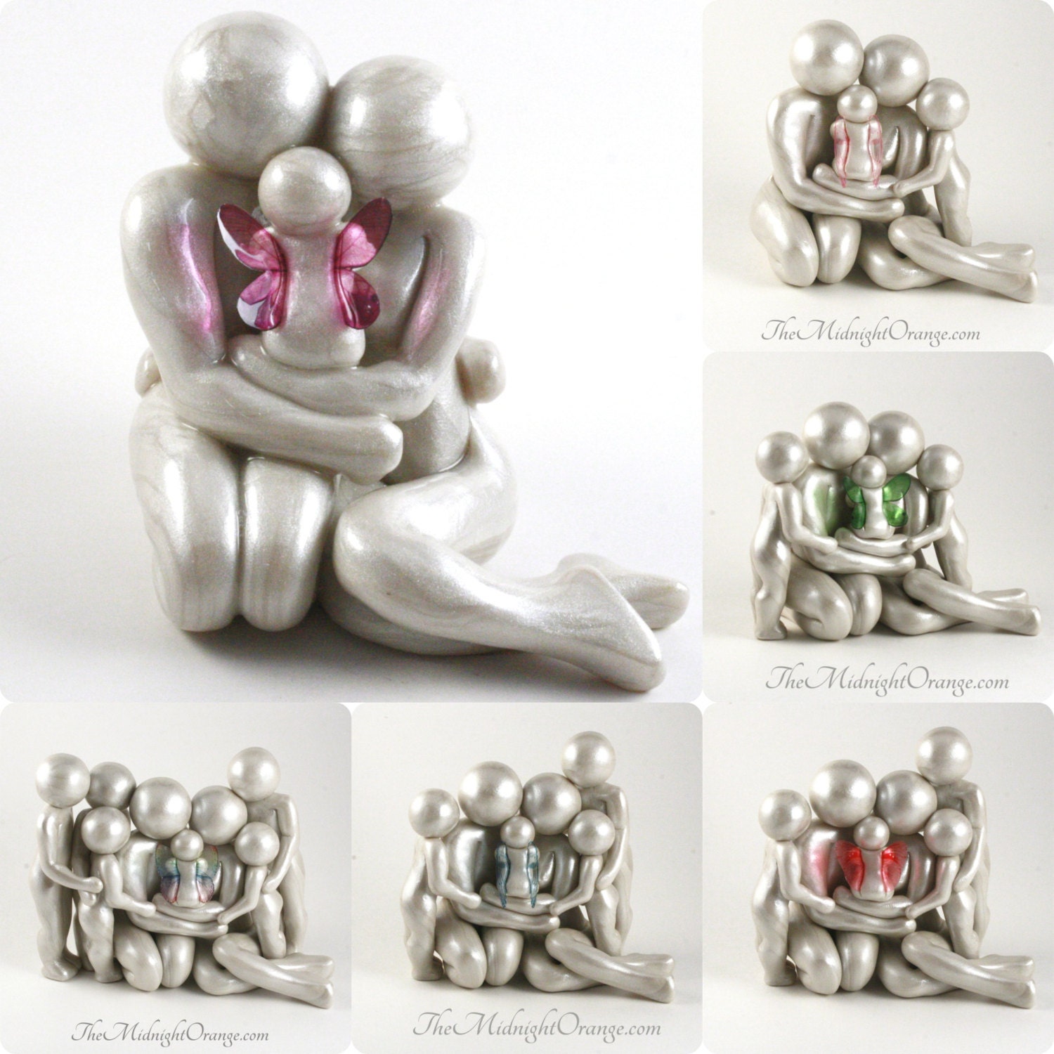 Baby Loss Memorial Statue Mother Father and Angel Baby clay