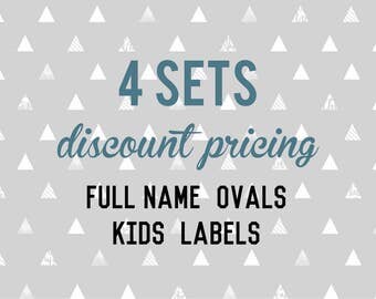 Full Name OVAL Kids Labels - 4 sets of 30 qty - Waterproof for Kids