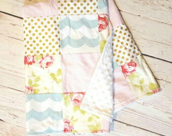 Vintage Floral Patchwork Blanket