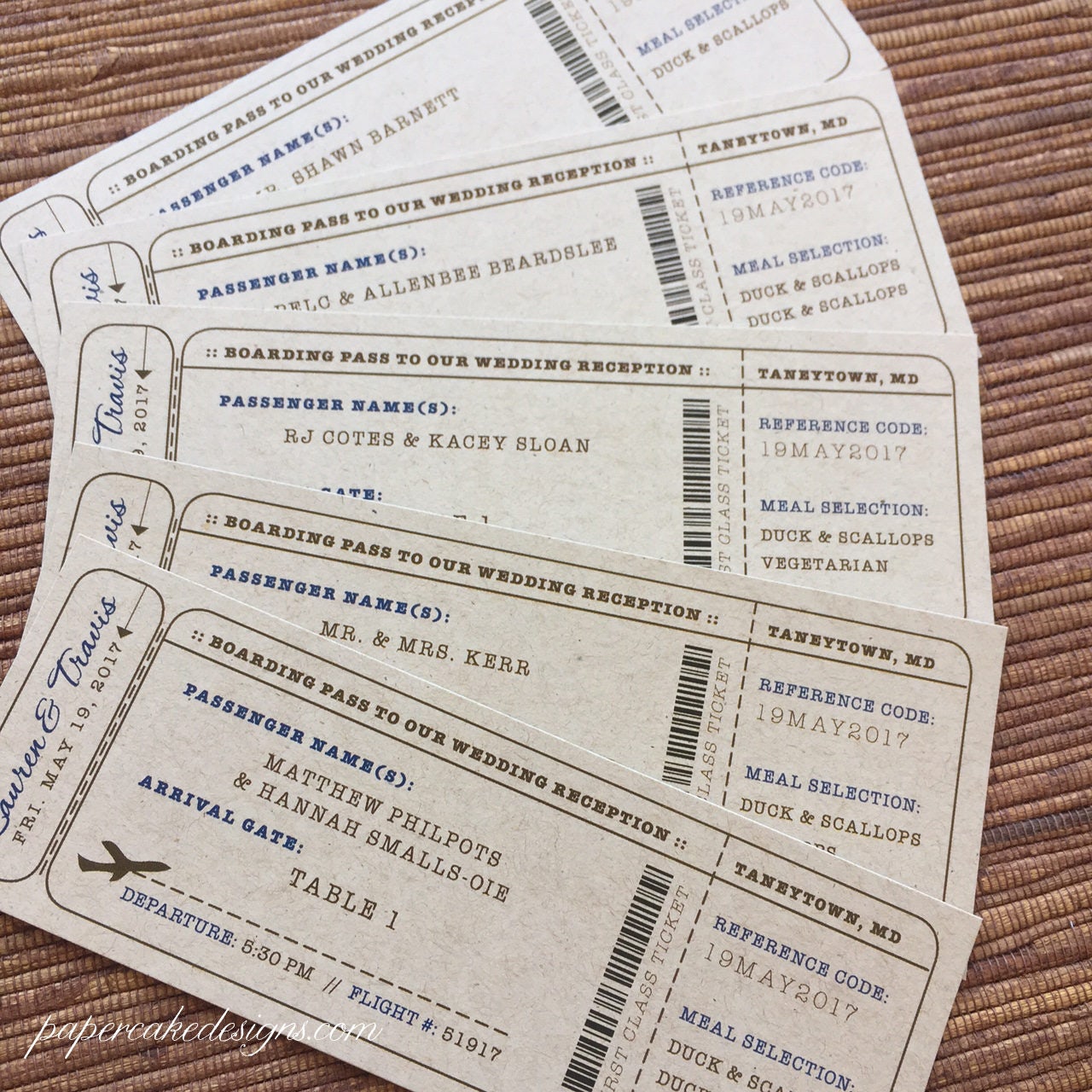 Wedding Escort Seating Card Tickets / Concert / Boarding Pass