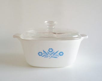 Corning Ware Blue Cornflower 1 3/4 Quart Casserole Dish with Glass Lid