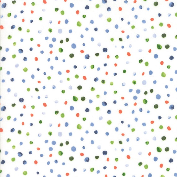 SALE // Hazelwood Fabric // White Multi-Color Polka Dots