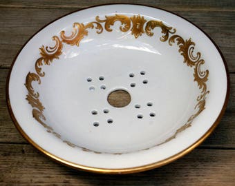 Antique Butter Drain Hand Painted 22kt Gold