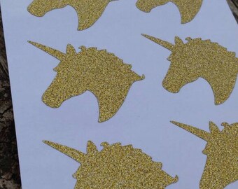 Gold Glitter Unicorn Stickers -Big Sheet!