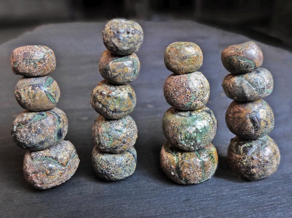 Earthy art beads- chunky polymer clay artisan elements- Carin Stones