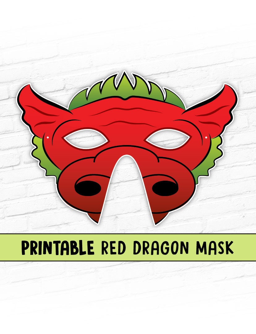 Red Dragon Printable Mask Fantasy Dragon Mask Chinese New