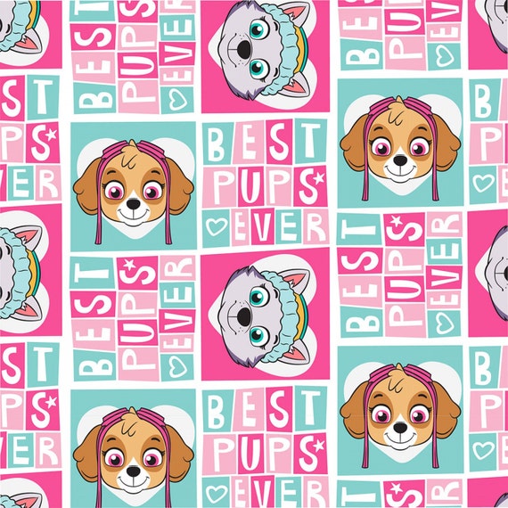 Paw Patrol Fabric, Paw Patrol Girl Pup Power Pink/Multi Cotton Children ...