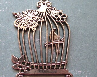 Birdcage pendant silver tone large