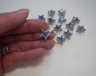 Tiny Blue Mosaic Stars-Blue Stoneware Stars