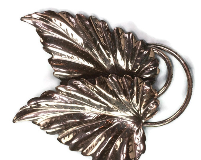 Sterling Double Leaf Brooch Danecraft Signed Vintage