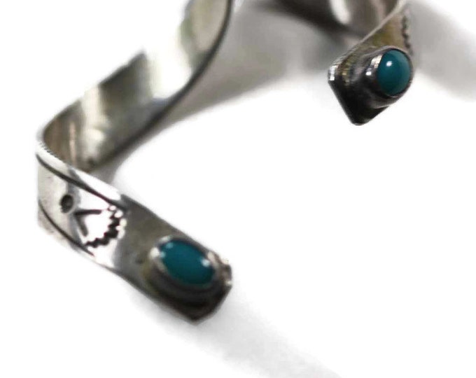 Sterling Silver Twist Earrings NA Turquoise Shoulder Dusters Pierced Dangle Signed