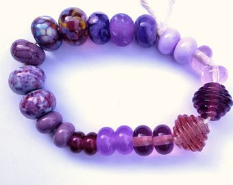 Mixed Purple Artisan Lampwork Beads