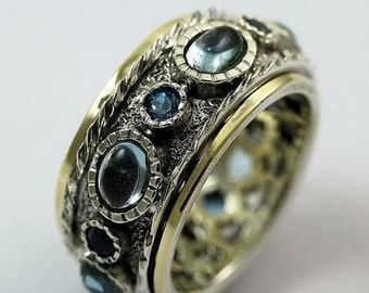 Blue topaz gold ring | Etsy