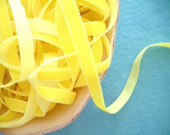 Lemon Drop Yellow Velvet Ribbon - 3/8 inch - 3 Yards