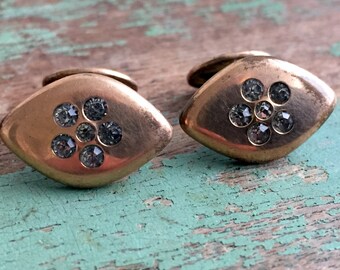 Antique Victorian CuffLinks Paste rhinestones Gold filled/Brass Original box