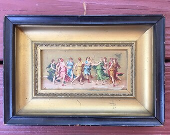 Framed grecian muses dancing on tin picture