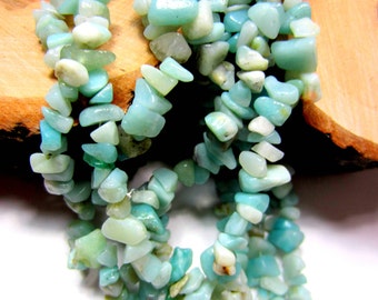 Amazonite beads aqua blue Peruvian Amazonite chip beads natural stone jewelry supplies 32 inch strand 5mm-8mm HP031 (K5)
