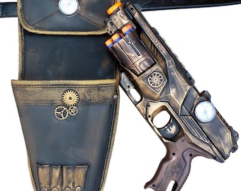 Steampunk Elite Disruptor toy Gun HOLSTER BELT Zombie walking man Nerf soft dart Vampire Victorian cosplay Limited