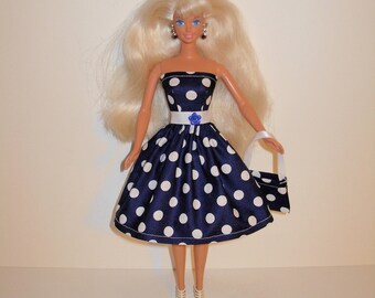 Handmade barbie clothes CUTE dress and bag 4 barbie doll