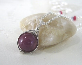 Ruby Necklace, Sterling Silver, Red Necklace, Red Ruby Necklace, Red Gemstone Necklace, July Birthstone Necklace - Follow Your Bliss