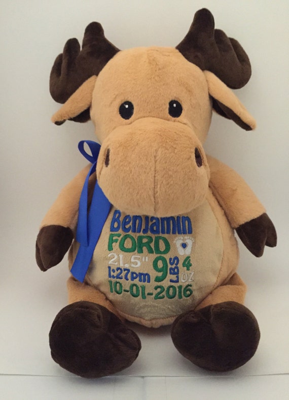 Moose personalized stuffed animal by CrownMinkyBlankets on Etsy
