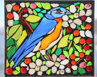 Blue Bird Stained Glass SunCatcher or wall Decoration