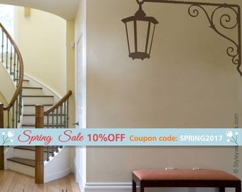 Street Lamp Wall Decal, Corner Lamp Wall Sticker, Street Lamp Vinyl Wall Decal, Hallway Wall Decal, Entrance Wall Decor, Home Wall Decal