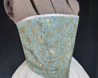 Gold Vine Brocade Renaissance Corset, Med