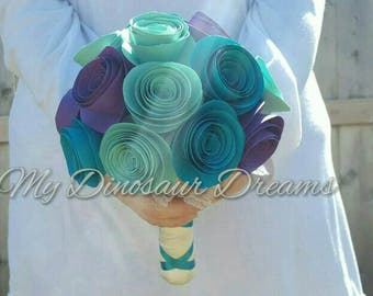 Paper flower bouquet, paper rose, bridesmaid bouquet, flower girl, toss wedding bouquet, handmade custom flowers in any color