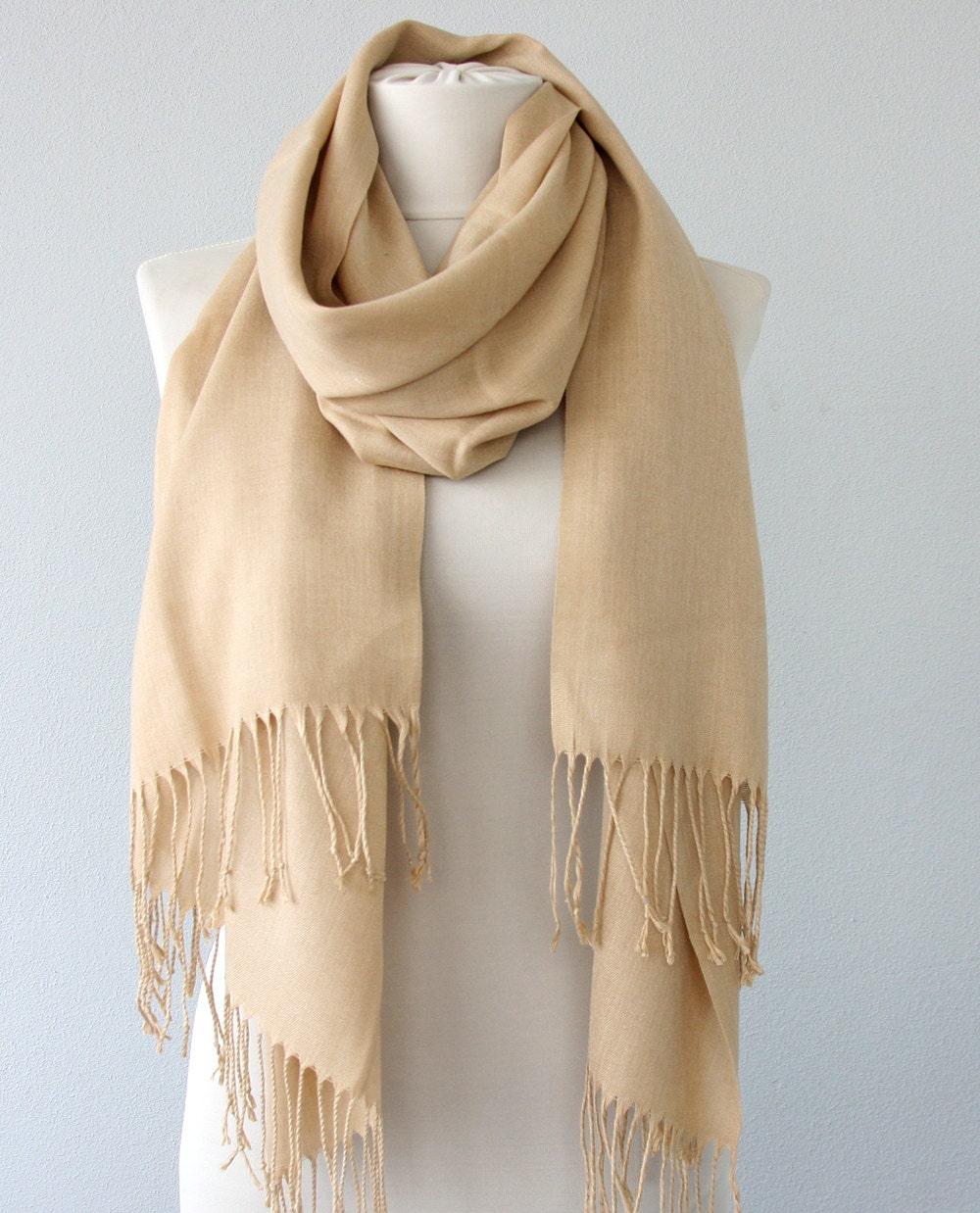 Beige pashmina scarf nude wedding shawl bridemaids wrap bridal