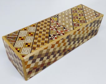 Japanese Puzzle box (Himitsu bako) Long 187mm (7.3inch) 5 steps Yosegi