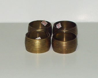 Vintage Brass Metal Napkin Rings Set of 4 Grooved Made India Napkin Rings Retro
