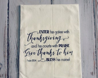 Screenprinted Tea Towel Psalm 100:5 Thanksgiving