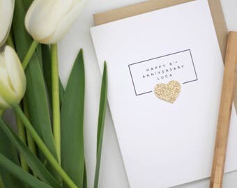 CUSTOM Happy Anniversary Card // gold heart // glitter heart // anniversary // custom anniversary card // gold // wedding anniversary