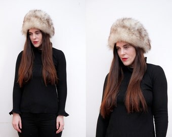 Vintage Artic Fox Real White Fox Fur Winter Hat 60's