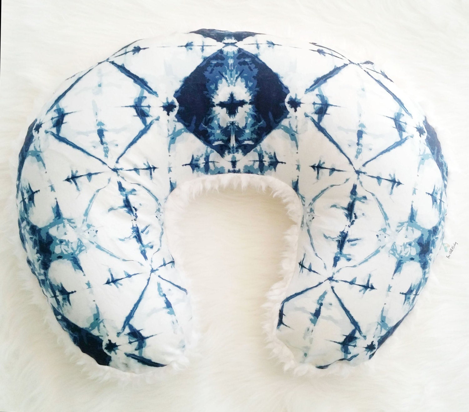 Nursing Pillow cover indigo window faux fur nursing pillow